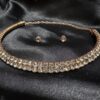 2 Layer AD Stone Gold Plated Choker Necklace for Women - AVNS14