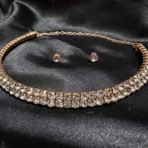 2 Layer AD Stone Gold Plated Choker Necklace for Women - AVNS14