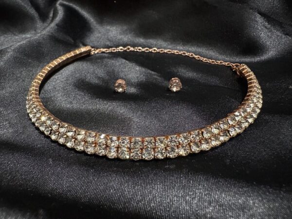 2 Layer AD Stone Gold Plated Choker Necklace for Women - AVNS14