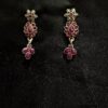 Ruby Bloom Stone Silver Necklace Set for Women AVNC15