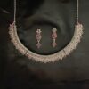 Ruby Bloom Stone Silver Necklace Set for Women AVNC15