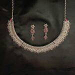 Ruby Bloom Stone Silver Necklace Set for Women AVNC15