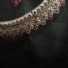 Ruby Bloom Stone Silver Necklace Set for Women AVNC15