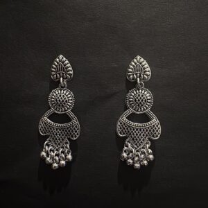 Oxidized Silver Traditional Jhumka Earrings for Women - AVER10