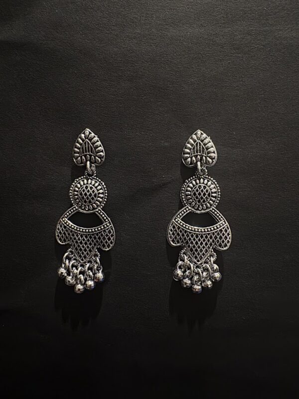 Oxidized Silver Traditional Jhumka Earrings for Women - AVER10
