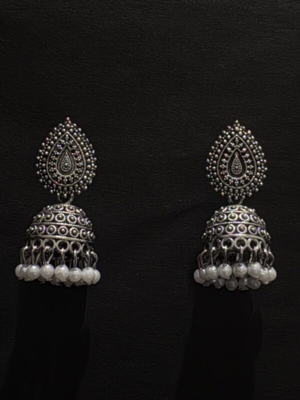 Oxidized Silver Traditional Jhumka Earrings for Women - AVER12