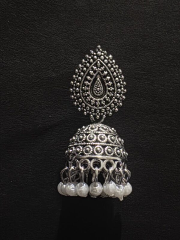 Oxidized Silver Traditional Jhumka Earrings for Women - AVER12