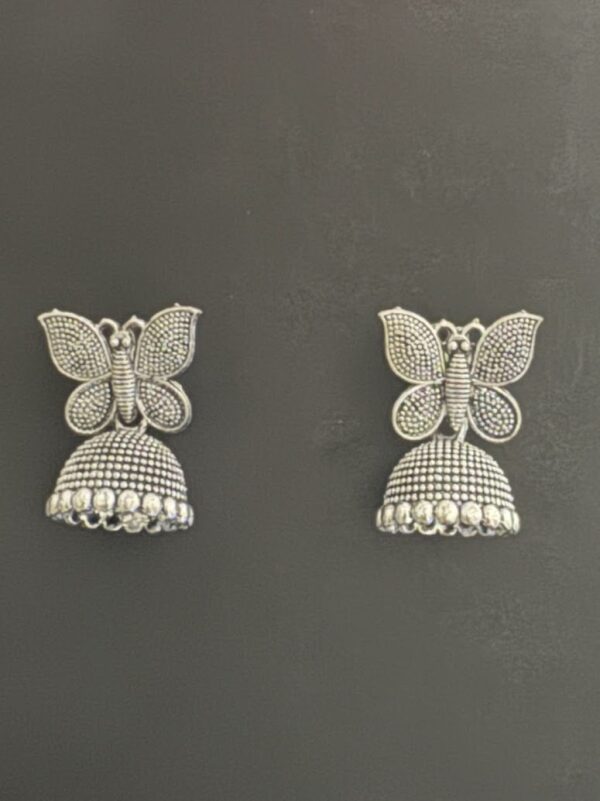 Oxidized Silver Traditional Jhumka Earrings for Women AVER14