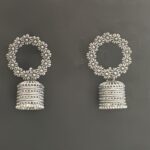 Oxidized Silver Traditional Jhumka Earrings for Women - AVER15