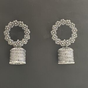 Oxidized Silver Traditional Jhumka Earrings for Women - AVER15
