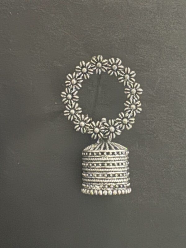 Oxidized Silver Traditional Jhumka Earrings for Women - AVER15