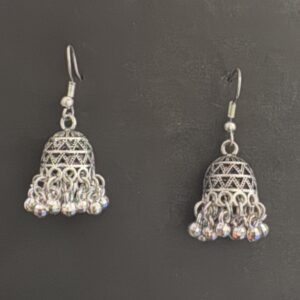 Oxidized Silver Traditional Jhumka Earrings for Women - AVER17