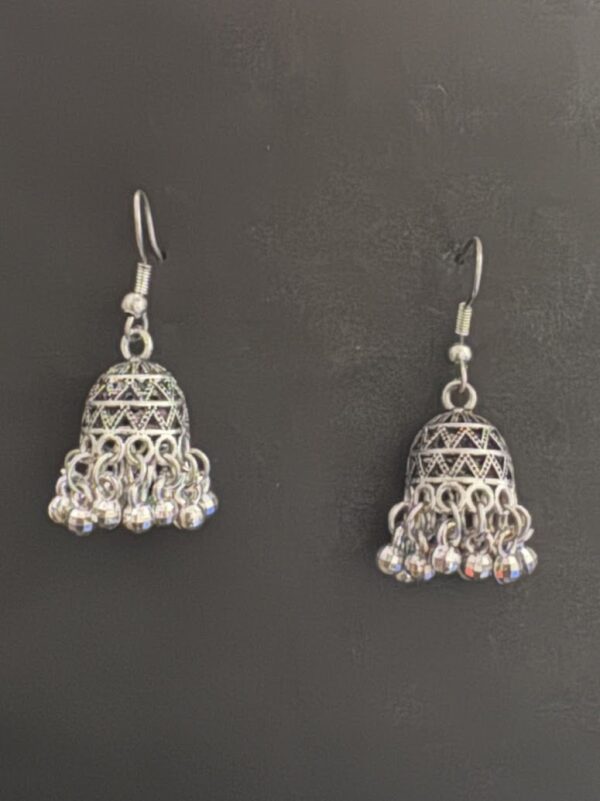 Oxidized Silver Traditional Jhumka Earrings for Women - AVER17