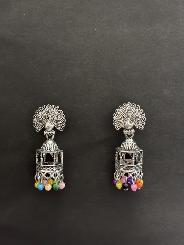 Oxidized Silver Traditional Jhumka Earrings for Women AVER24