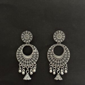 Oxidized Silver Traditional Jhumka Earrings for Women AVER25