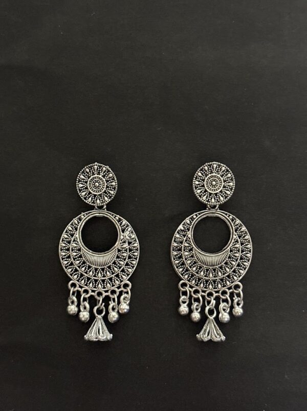 Oxidized Silver Traditional Jhumka Earrings for Women AVER25