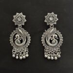 Oxidized Silver Traditional Jhumka Earrings for Women AVER26