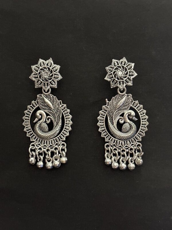 Oxidized Silver Traditional Jhumka Earrings for Women AVER26