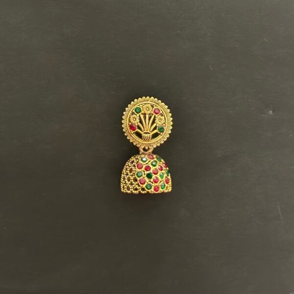 Traditional Gold-Plated Multi-Color Stone Studded Jhumka - AVER23