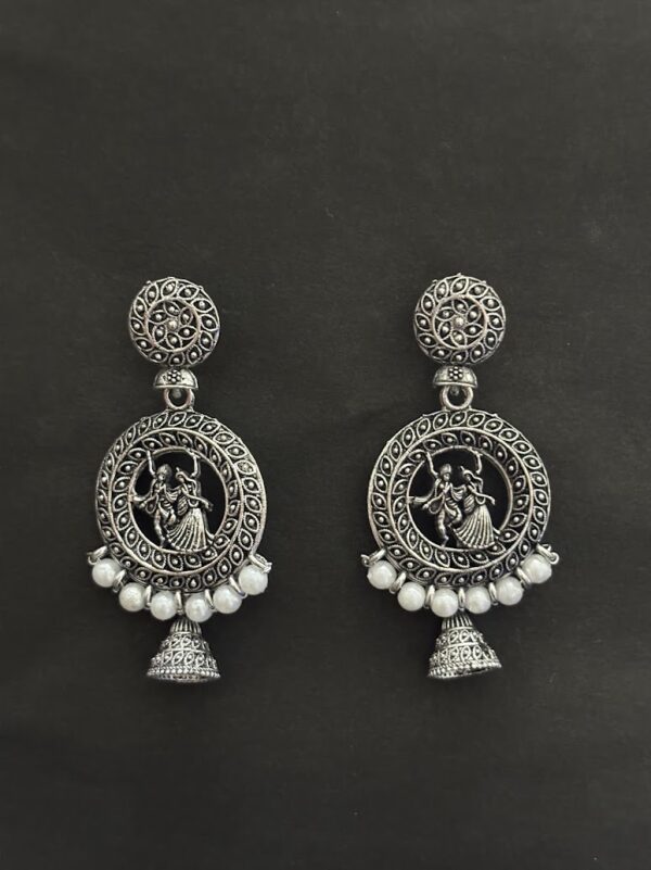 Oxidized Silver Traditional Jhumka Earrings for Women AVER27