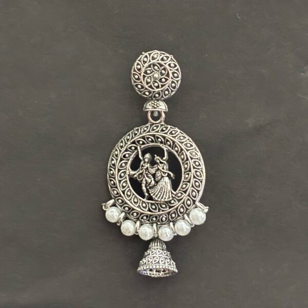 Oxidized Silver Traditional Jhumka Earrings for Women AVER27