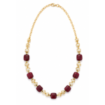 Gold-Plated Ruby Red Beaded Necklace AVN10